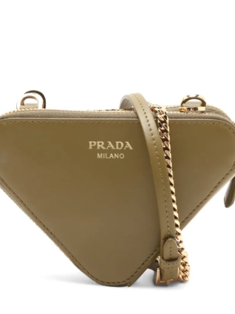 Prada Triangle Raffia x Leather Two-Way Shoulder Bag Khaki